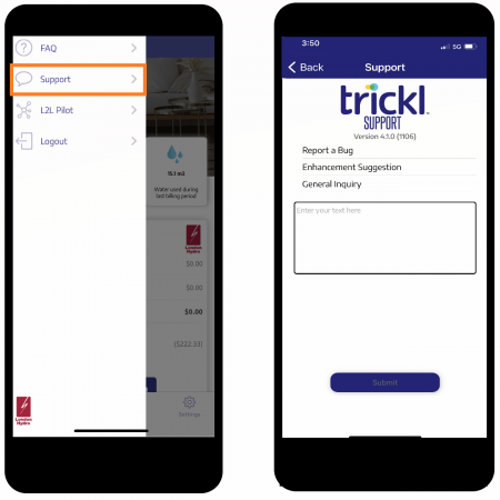 Trickl app being viewed on a smartphone